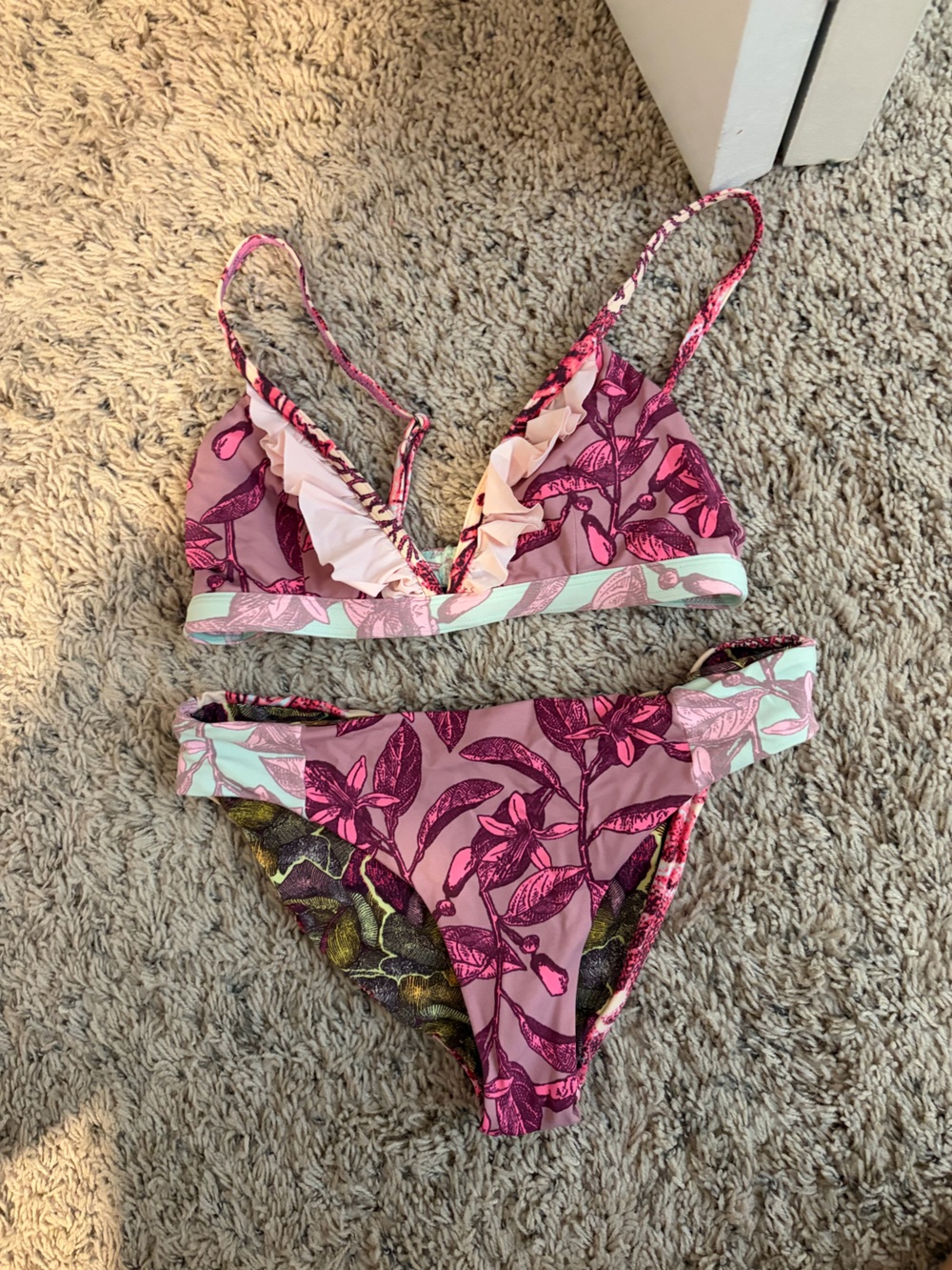 Maaji Girls Pink Floral Ruffle Bikini